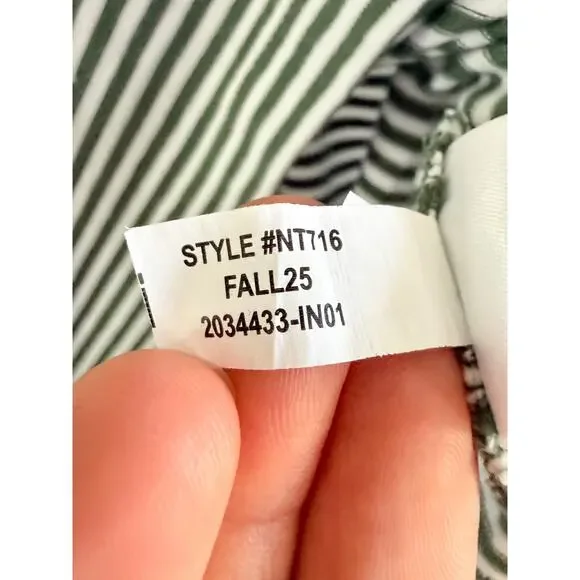 Madewell | NWT Perfect Crewneck Tee Green White Stripe Allday Jersey | Sz L - Picture 6 of 7